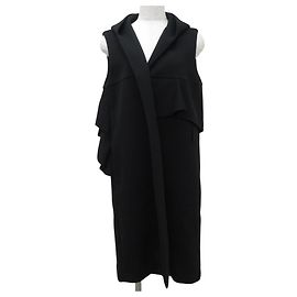 Autre Marque Gilet lungo yori Asymmetry Frill Bonding Nero