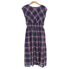 Mila Schön Vestido de algodão e linho Blue Label mila schon Azul Azul marinho