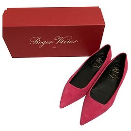 Escarpins ballerines en daim Roger Vivier Rose