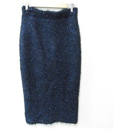 Autre Marque Gonna in maglia con lamé e piume FRAMeWORK Blu