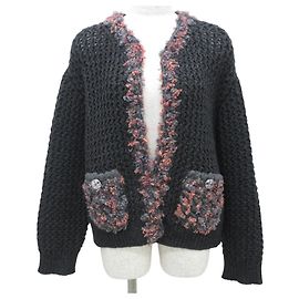 Chanel Gripoix Button 100% Cashmere Knit Cardigan Brown