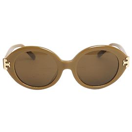 Tory Burch Olive green Eleanor oval sunglasses Green