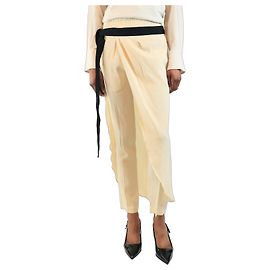 Brunello Cucinelli Cremefarbene Seidenhose mit Rockteil - Größe UK 6 Roh