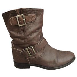 Bottines Prada en cuir marron Marron