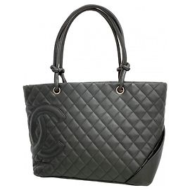 Bolsa Tote Chanel Cambon em pele de cordeiro Preto