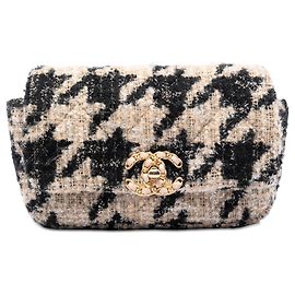 Chanel Beige Houndstooth Tweed 19 Belt Bag Other