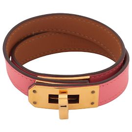 Bracciale Kelly Double Tour in pelle Swift rosa Hermès Altro