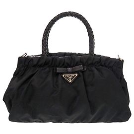 Borsa Prada Black Tessuto con fiocco Nero