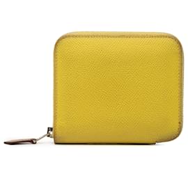 Carteira compacta de seda e Epsom amarela Hermès Outro Amarelo