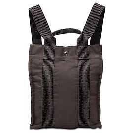 Hermès Gray Canvas Herline Backpack PM Brown