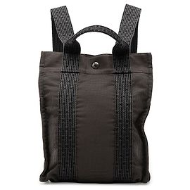 Hermès Gray Canvas Herline Backpack PM Brown