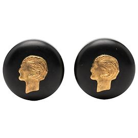 Orecchini a clip Mademoiselle in resina nera e placcati oro Chanel Nero