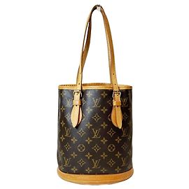 Louis Vuitton Monogram Canvas Bucket PM Tote Bag Braun