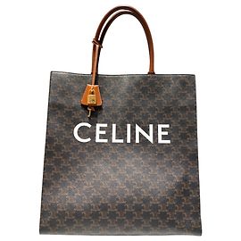 Céline Celine Brown PVC Tote Bag Brown