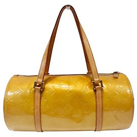 Sac à main Louis Vuitton Bedford en cuir émail jaune Jaune