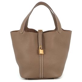 Hermès Bolso Hermes Picotin Lock MM Gris pardo