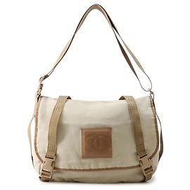 Bolsa de ombro Chanel em bege marrom e marfim Marrom Cru
