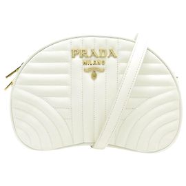 NUOBA BORSA PRADA DIAGRAMME CAMERA 1BH130 PELLE BIANCA A TRACCOLLA Bianco