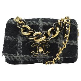 BORSA CHANEL 19 MEDIUM AS3612 TWEED BLU NOTTE Blu navy