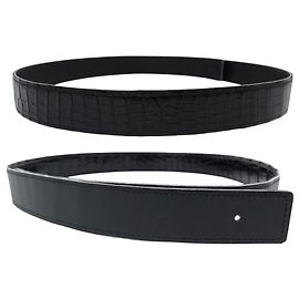 Autre Marque T95 BELT LOOP COMPATIBLE WITH HERMES 32MM BUCKLE IN BLACK CROCODILE LEATHER Black