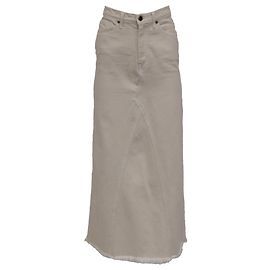 Falda midi Khaite con borde deshilachado en denim blanco Blanco Crudo