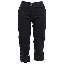 Calça Capri Cargo Theory em linho preto Preto