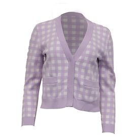 Maje Mystyle Karo-Cardigan aus violetter Viskose Andere