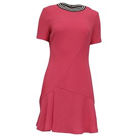 Sandro Reva Kurzarm Mini-Kleid aus rosa Polyester Braun Pink
