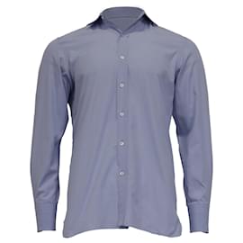 Tom Ford Button-Down-Hemd aus hellblauer Baumwolle Blau Hellblau