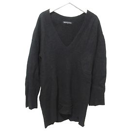 Autre Marque 23ku Pullover aus gewalkter Wolle mit tiefem V-Ausschnitt Schwarz