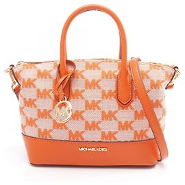 Borsa 2 modi Michael Kors Hyde Signature Canvas Leather Arancione