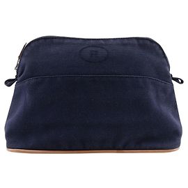 Hermès Pochette Hermes Bolide en toile de coton Bleu Bleu Marine