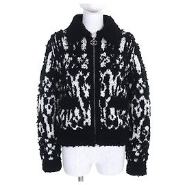 Chanel COCO Mark Wool Knit Jacket Black White