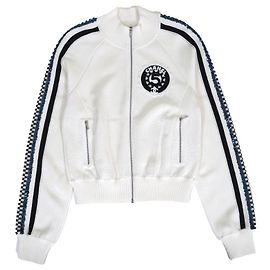 Blouson Chanel COCO Mark Logo No. 5 Patch Sequin Blouson Nero Bianco