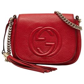 Borsa a Spalla Gucci Soho Interlocking G Chain Rosso