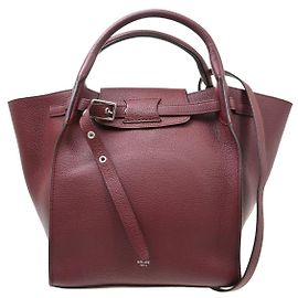 Céline Celine Big Bag em couro de bezerro granulado Small Bordeaux