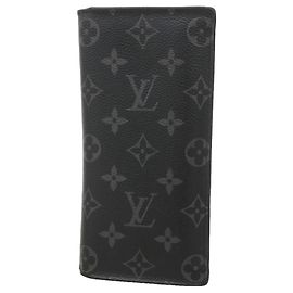 Louis Vuitton Monogram Eclipse Portefeuille Brazza Long Wallet Black
