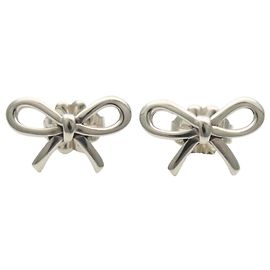 Tiffany & Co. Ribbon Bow Stud Earrings Silvery