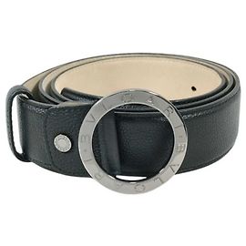 Bulgari Bvlgari Black Grain Calf Leather Standard Belt Black