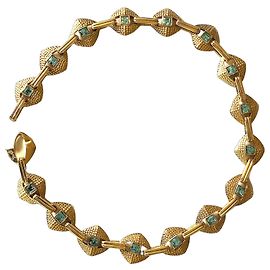 Yves Saint Laurent colar de pedras azuis Gold hardware