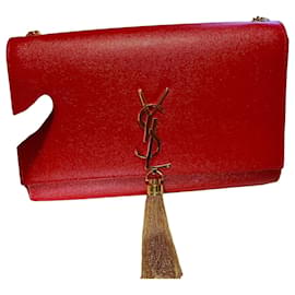 Yves Saint Laurent Sac Saint Laurent Kate en cuir rouge avec pompon Rouge