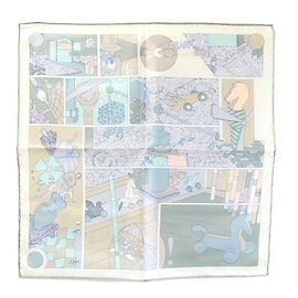 Hermès Lenço de seda Coleção Hermes 2025 Branco Bege