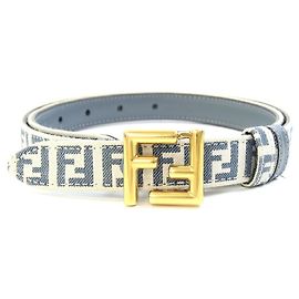 Cinturón Fendi Zucca FF 8C0719 para mujer Castaño Azul Crudo