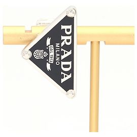Prada Black Metal Triangle Clip Earring Black