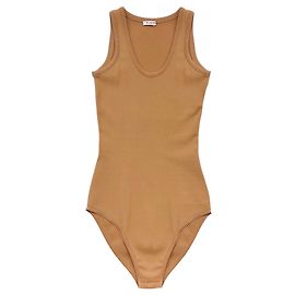 Alaïa Alaia Nude Viscose Knit Tank Top Bodysuit Beige