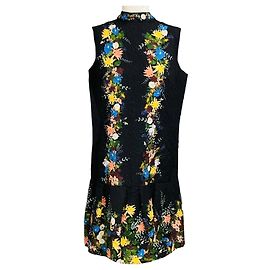 Robe Erdem Black Multi Nena Plissée à Imprimé Floral Cloqué Noir