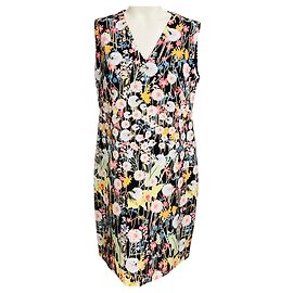 Robe sans manches en crêpe à col en V avec imprimé floral multicolore noir de Peter Pilotto Multicolore
