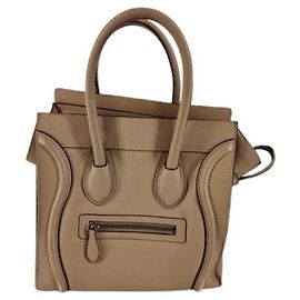 Céline Celine Luggage Micro Shopper Handtasche aus braunem Leder Braun