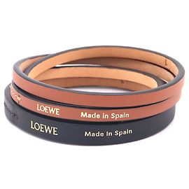 Bracciale charm in pelle nera e marrone Loewe Marrone Nero