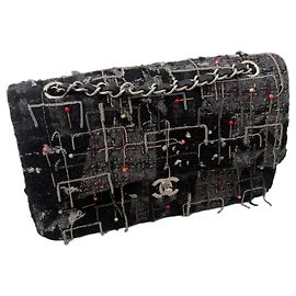Sac Chanel Tweed Modèle Sample Noir Gris
